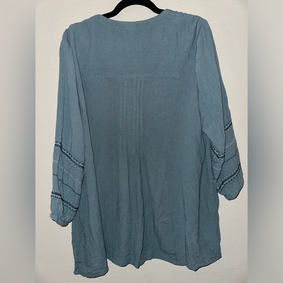 J. Jill blue button front long sleeve top bohemian boho cottagecore spring L - Picture 8 of 9